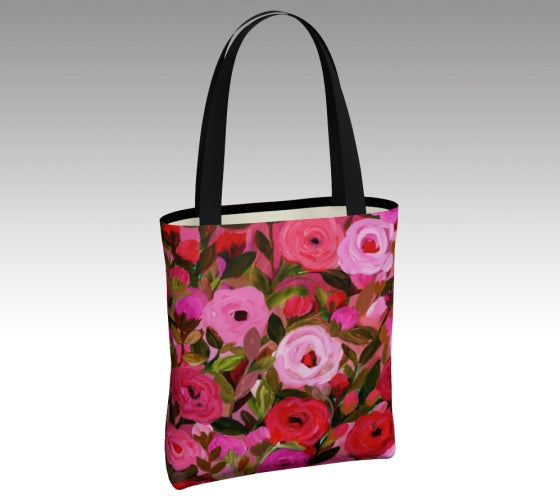 Red Rose Floral Tote Bag