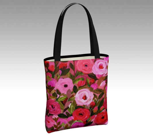 Red Rose Floral Tote Bag