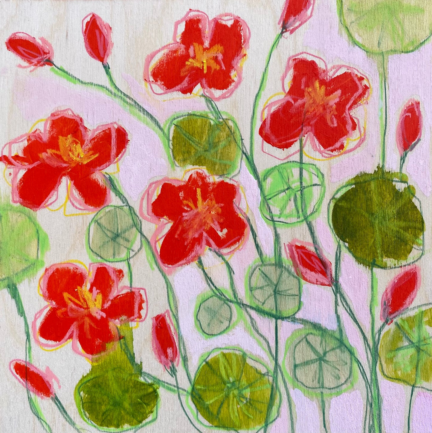 Dancing Nasturtiums Original Art