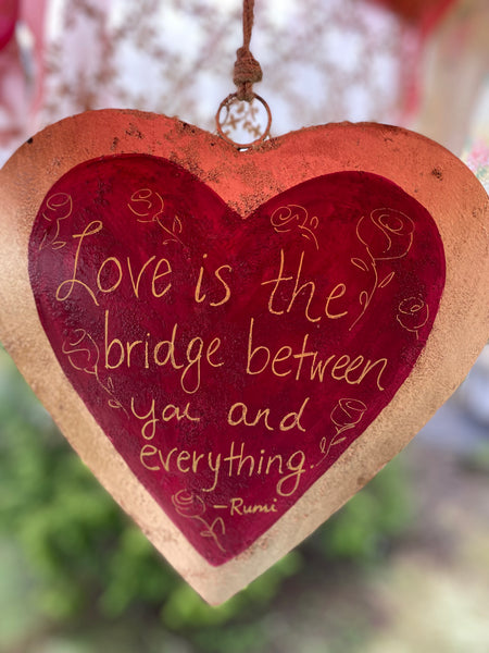 "Love is the Bridge"  Handpainted Heart Original Art