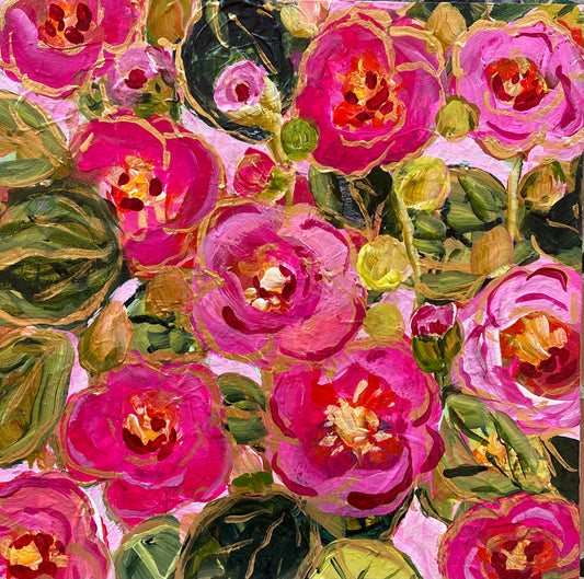 Hollyhocks Galore Original Art